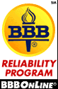 A yellow and red bbb logo on top of a yellow circle.